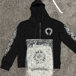 Chrome Hearts Black Zip-Up with White Motifs